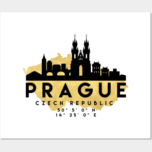 Prague Czech Republic Skyline Map Art Posters and Art